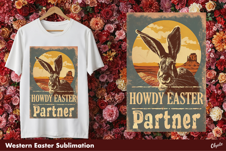 Easter Western Sublimation, Retro Easter Rabbit PNG