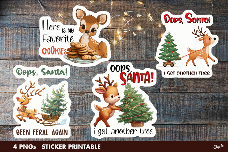 Christmas Cute Raindeer Stickers PNG. Christmas Quote PNG