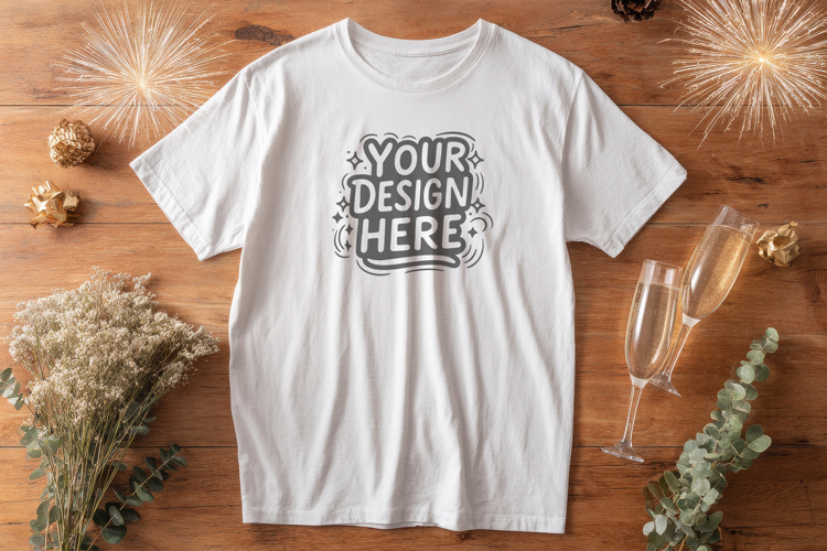 Rustic Autumn Flatlay T-Shirt Mockup PSD JPG