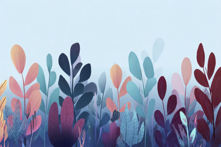 Colorful Leaves with Blue Background Wallpaper