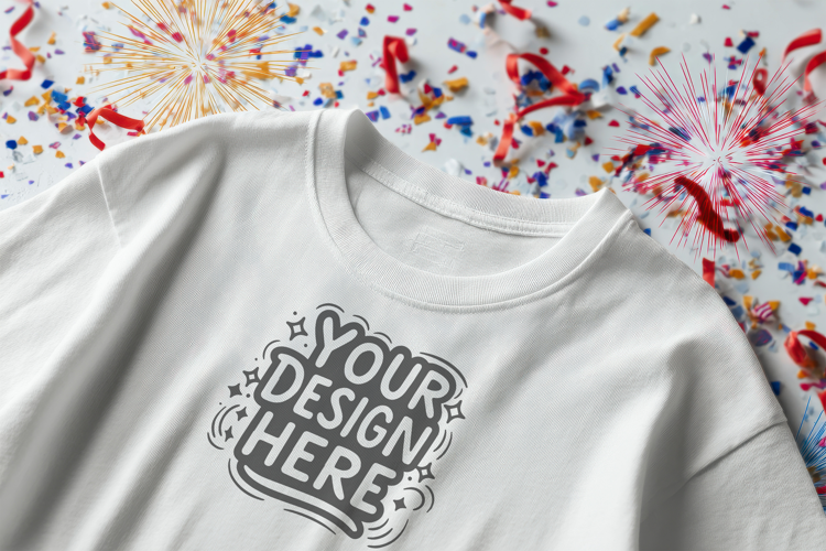 Confetti Party Flatlay T-Shirt Mockup PSD JPG