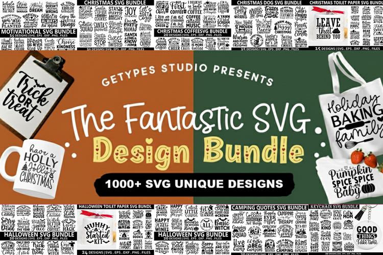 The Fantastic SVG Design Bundle | 1000 Unique SVGs