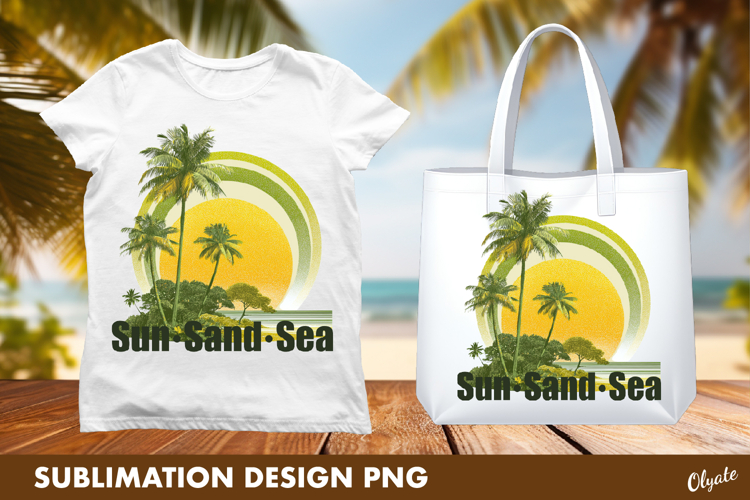 Summer Tshirt Design, Tropical Beach Palm Sublimation PNG