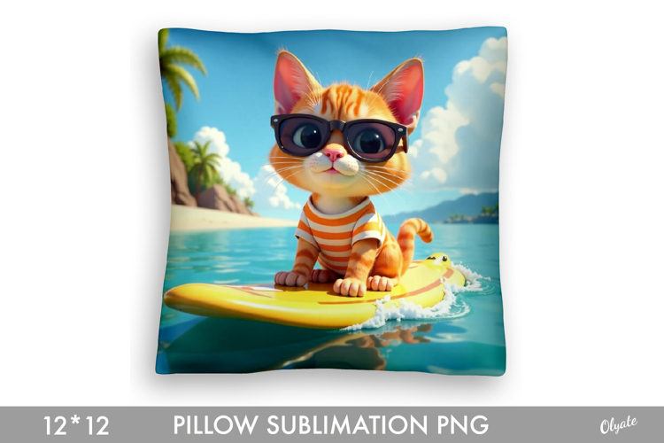 Summer Pillow Sublimation. Cute Animal PNG