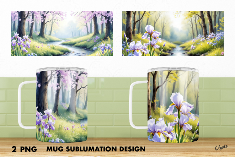 Mug Spring Wrap PNG, Spring Forest Sublimation
