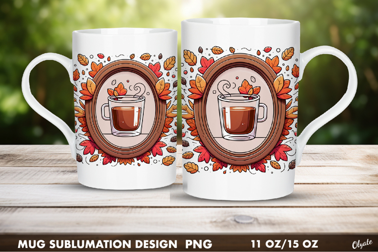 Cute Coffee Frame PNG. Mug Wrap, 11 OZ, 15 OZ