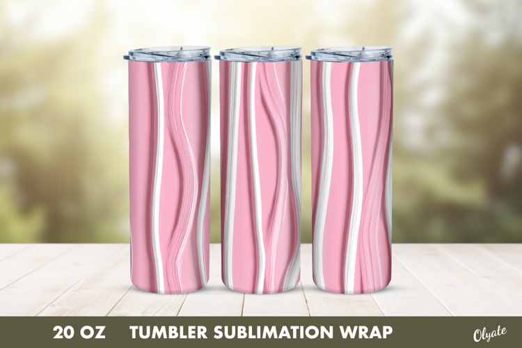 Vertical Pink Striped Tumbler Wrap PNG, 20 OZ Tumbler PNG