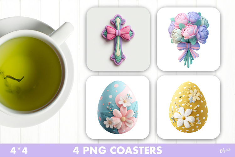Cute Easter Coaster PNG, Easter Sublimation Design PNG