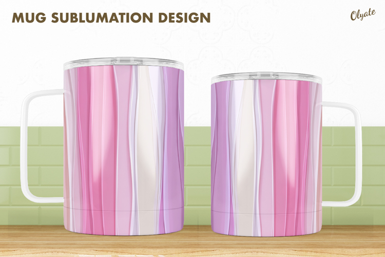 Pastel Colors Mug Sublimation Design, Pink Abstract Mug PNG
