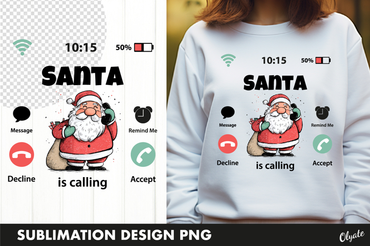 Santa Calling Tshirt PNG, Christmas Tshirt Design PNG