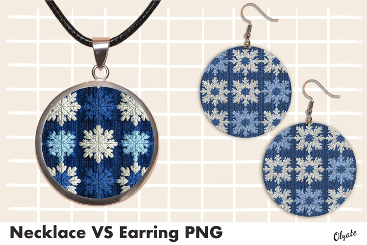 Crochet Necklace VS Earring Christmas Sublimation PNG