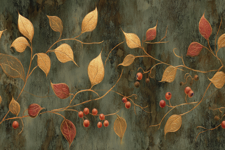 Leaves Berries Background