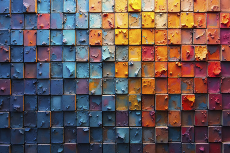 Vibrant Mosaic of Textured Cubes or Tiles Background Wallpap example image 1