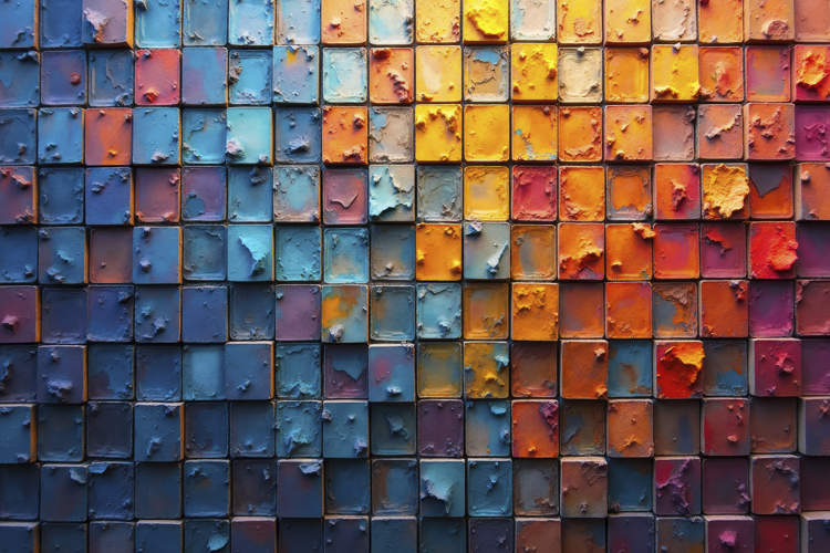 Vibrant Mosaic of Textured Cubes or Tiles Background Wallpap