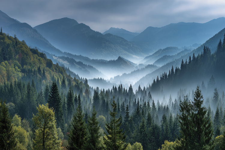 Mountains and Forest Background Wallpaper