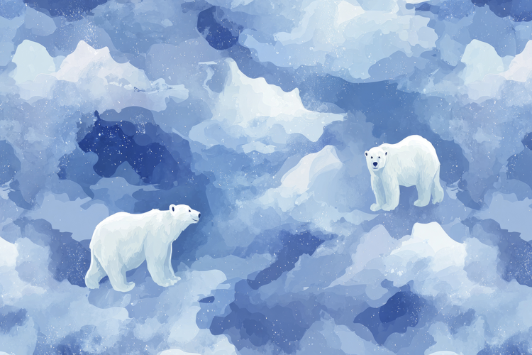Polar Bears and Watercolor Background Wallpaper