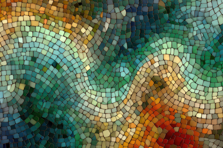 Mosaic Pattern with Swirling Wave Background Wallpaper