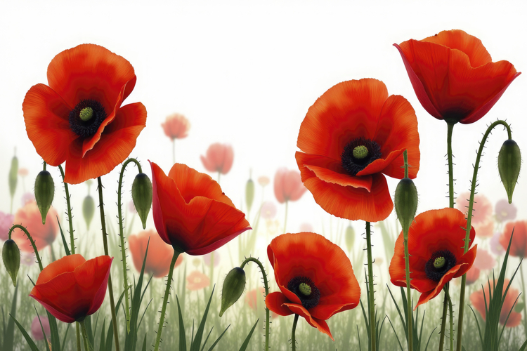 Red Poppies Background Wallpaper