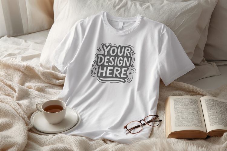 Coffee Book Cozy T-Shirt Mockup PSD JPG