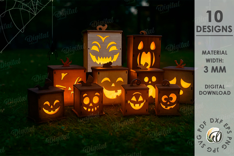 Halloween pumpkin candle holders Bundle Laser Cut