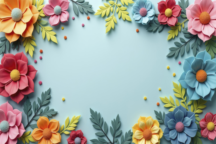 Colorful Floral Border Background