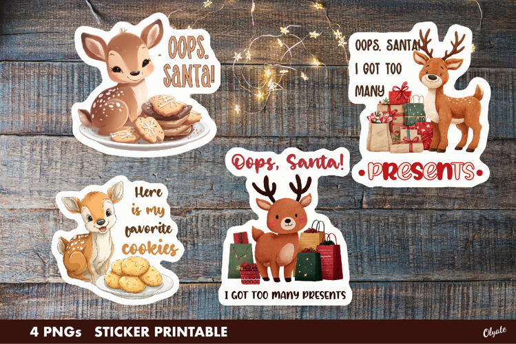 Christmas Cute Raindeer Stickers PNG. Christmas Quote PNG