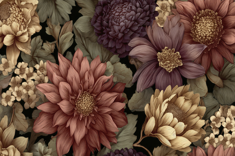 Dahlia Flowers Pattern Background