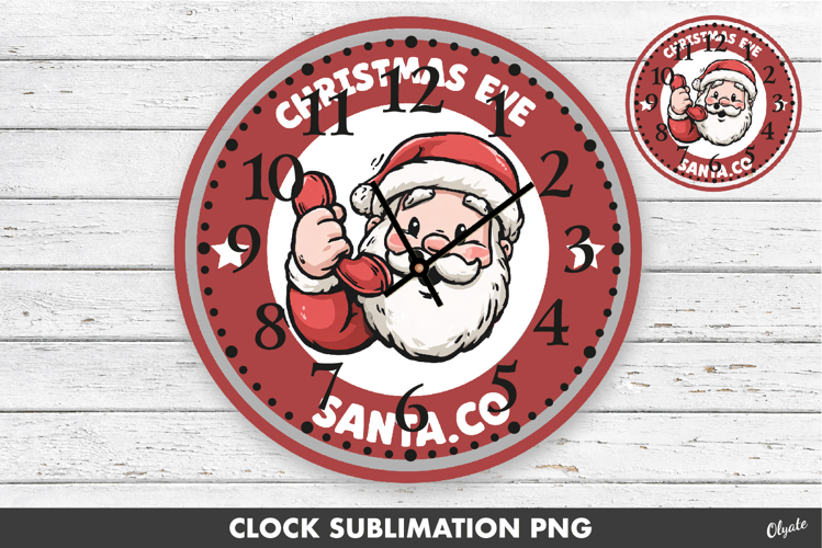 Christmas Clock Sublimation PNG. Santa Design PNG