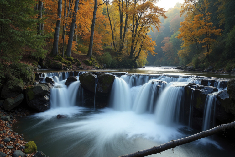 Waterfall In A Forest Background