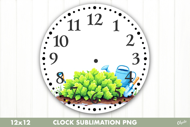 Spring Clock Sublimation. Garden Clock Design PNG