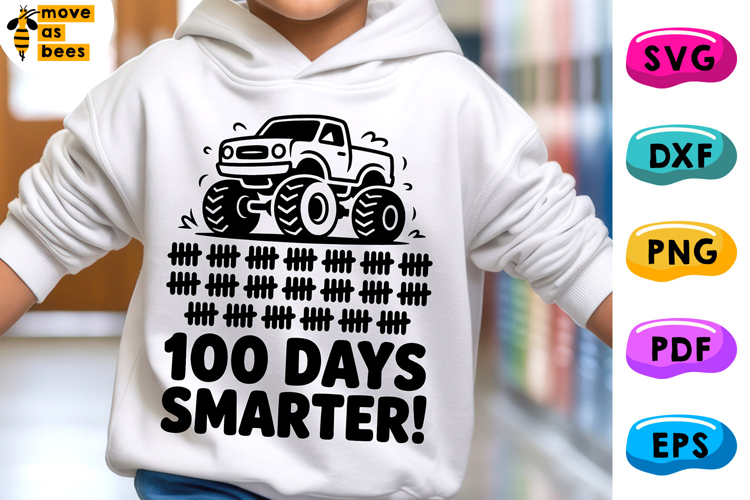 100 Days Smarter Svg, Png, Monster Truck, Boy, Kids Shirt