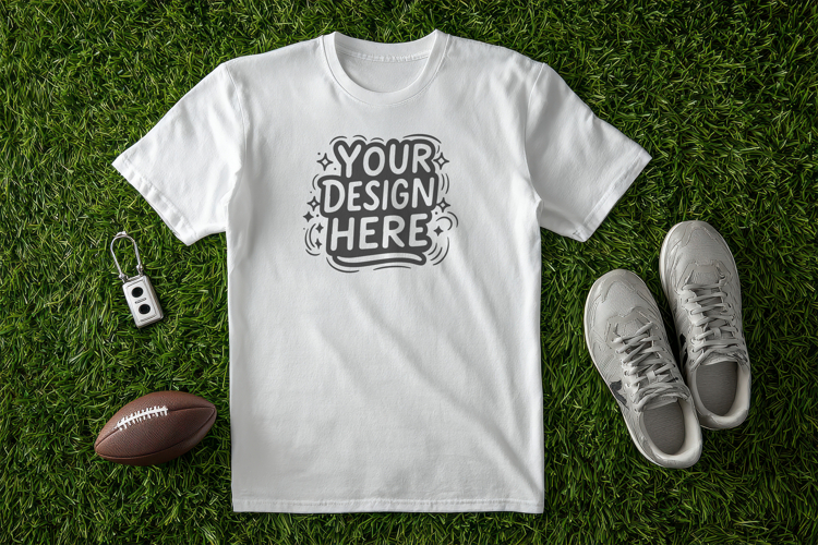 T-Shirt Mockup Football Grass PSD JPG