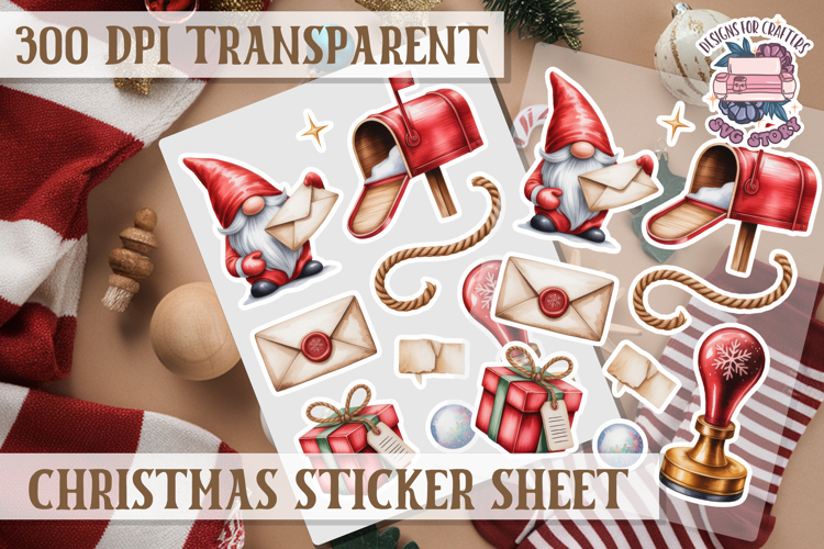 Christmas Watercolor Sticker Sheet Winter Cute Holiday PNG