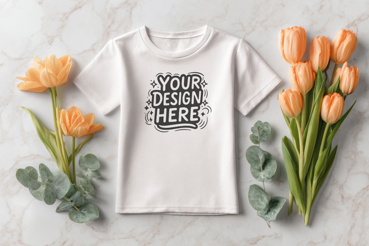 T-Shirt Mockup Tulip Spring PSD JPG