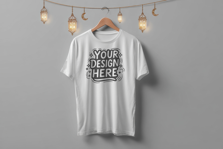 T-Shirt Mockup Hanging Wall PSD JPG