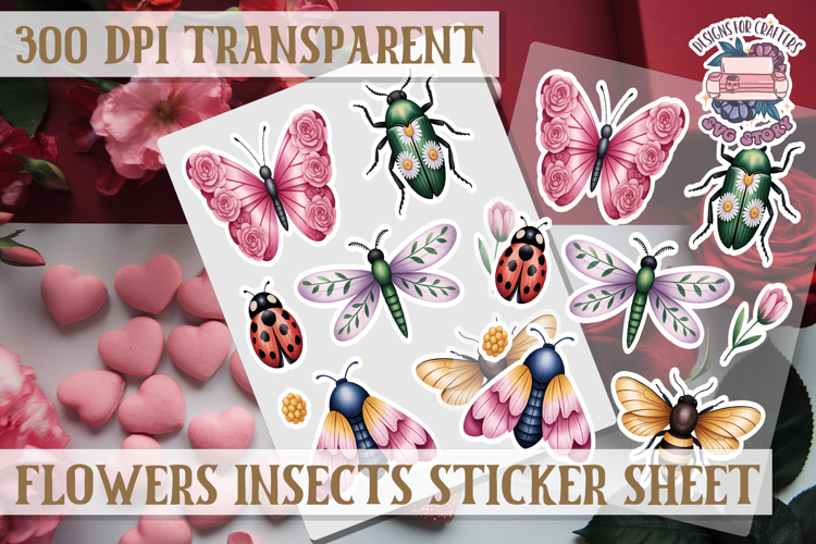 Flowers Insect sticker sheet Bugs Scrapbook PNG Butterfly