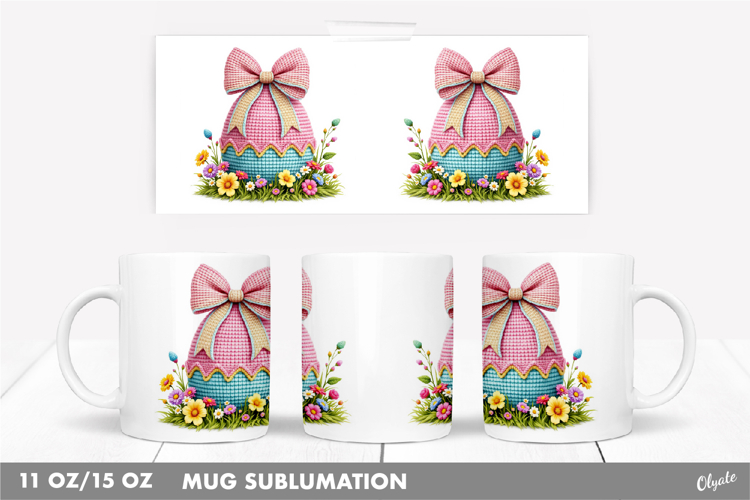 Easter Mug Wrap PNG, Faux Yarn Easter Egg, 11 OZ, 15 OZ Mug