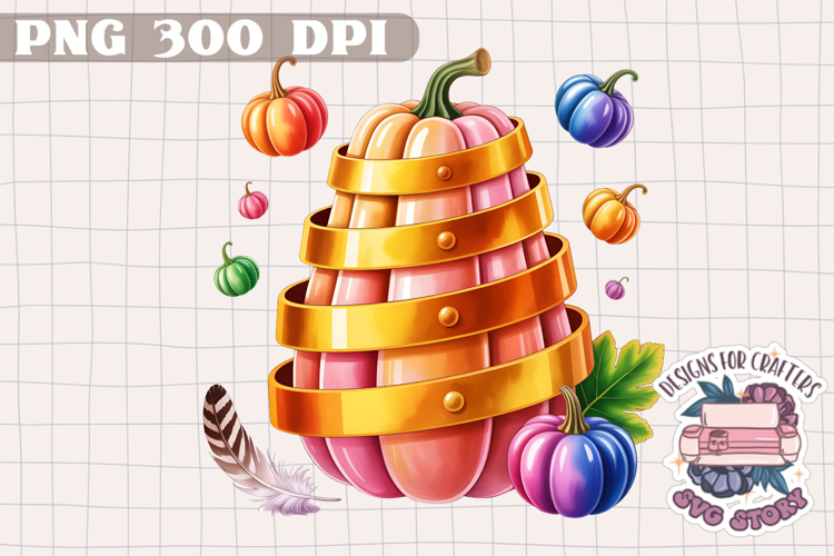 Autumn Pumpkin Sublimation design Fall Decorative Color PNG