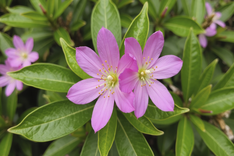 Pink Flower Leaves Background