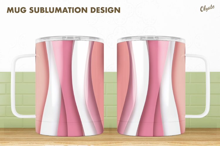 Pastel Colors Mug Sublimation Design, Pink Abstract Mug PNG