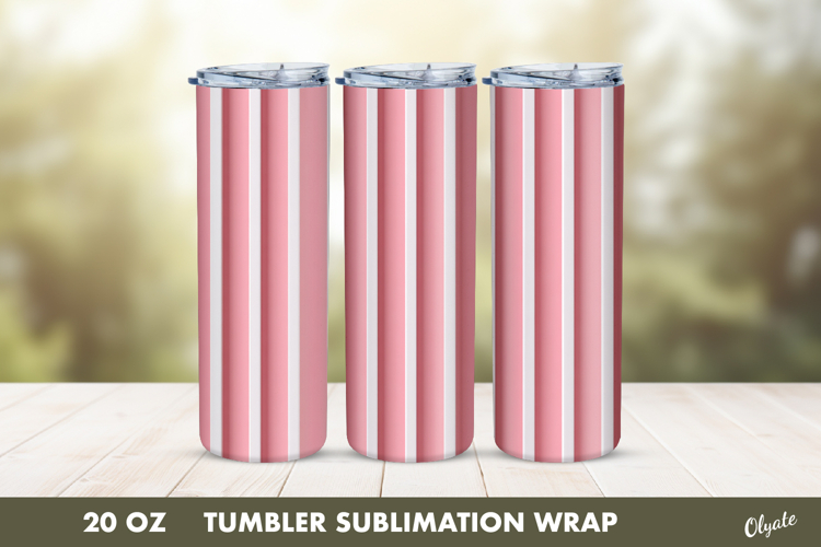 Vertical Pink Striped Tumbler Wrap PNG, 20 OZ Tumbler PNG