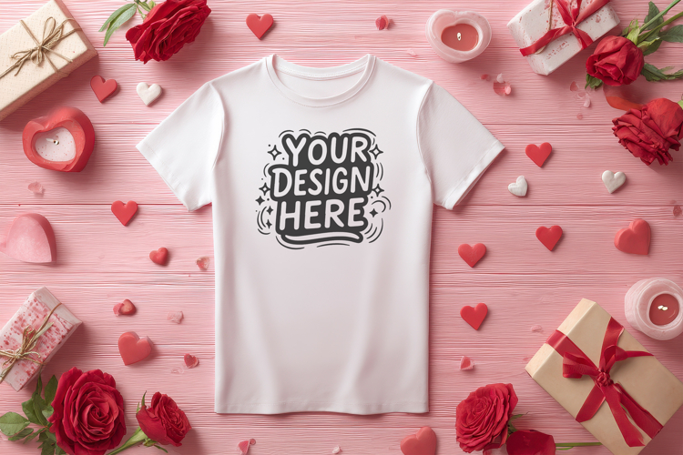 T-Shirt Mockup Valentine Heart PSD JPG