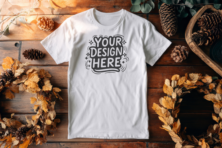 T-Shirt Mockup Fall Coffee PSD JPG