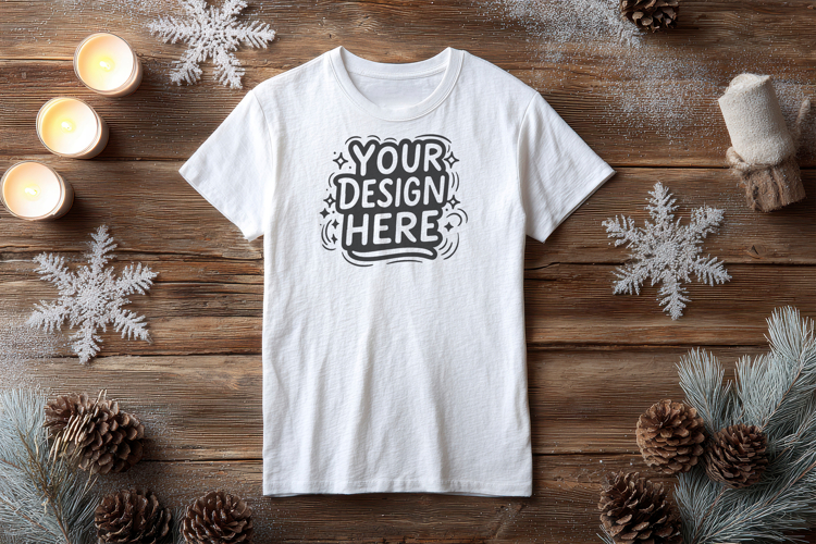 T-Shirt Mockup Winter Pine PSD JPG