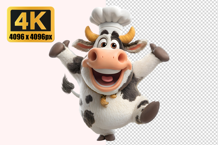 Cheerful Cow Chef Transparent PNG