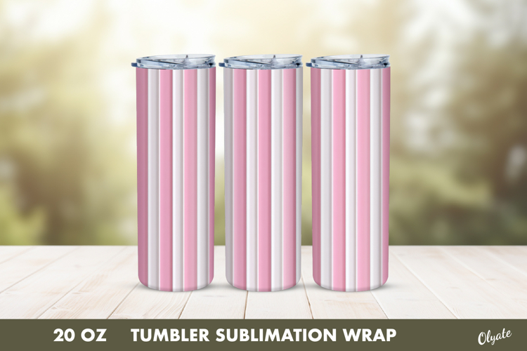 Vertical Pink Striped Tumbler Wrap PNG, 20 OZ Tumbler PNG