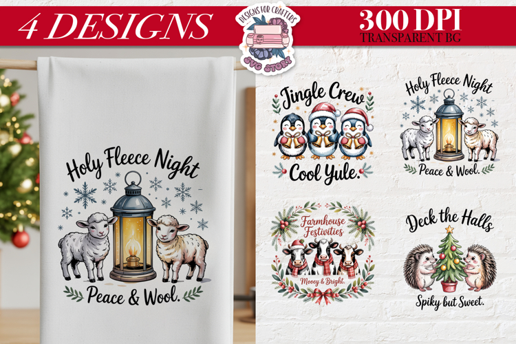 Christmas Cute Animals Clipart PNG Sublimation 4 Design