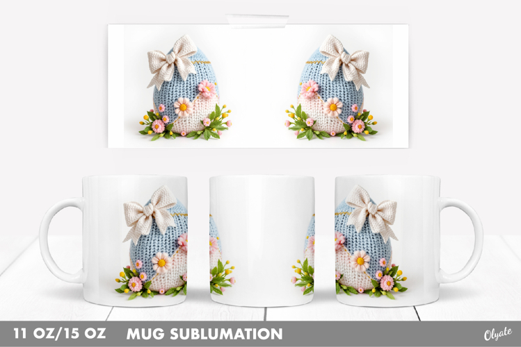 Easter Mug Wrap PNG, Faux Yarn Easter Egg, 11 OZ, 15 OZ Mug