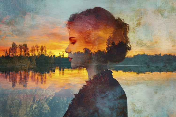 Lady Silhoutte with Nature Background Wallpaper
