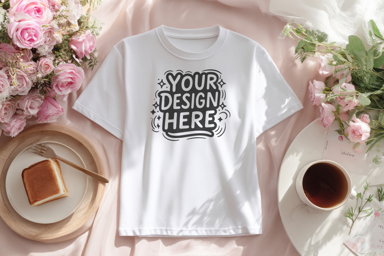T-Shirt Mockup Pink Coffee PSD JPG